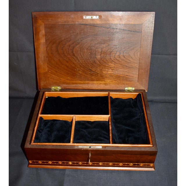 Wood Wooden Inlaid Jewelry Box Vintage Henrique Michels Inlaid Floral Marquetry For Sale - Image 7 of 16