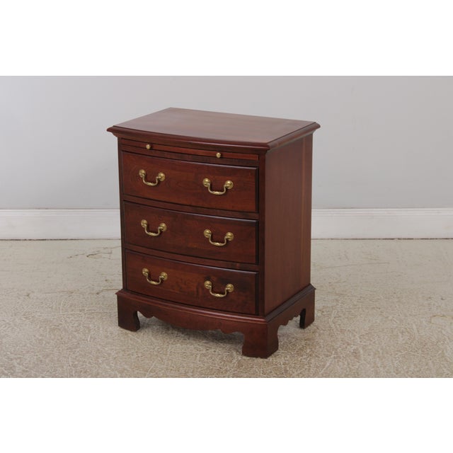 Traditional Pennsylvania House Bow Front Cherry 3 Drawer Nightstand For Sale - Image 3 of 13