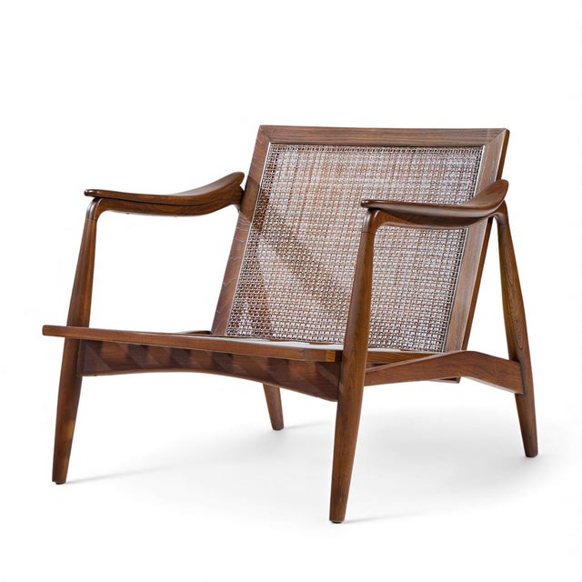 Lawrence Peabody for Richardson Nemschoff Mid Century Ebonized Walnut and Cane Lounge Chairs - Pair For Sale In Chicago - Image 6 of 12