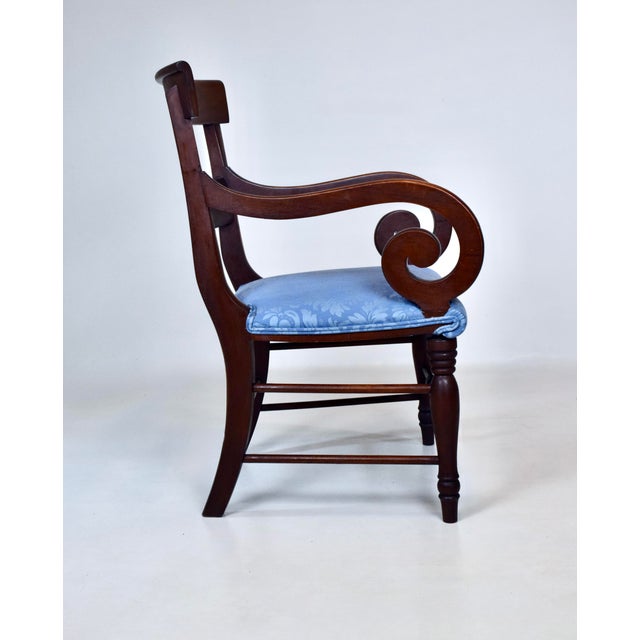 English Regency Style Mahogany Scroll Armchair For Sale - Image 10 of 12