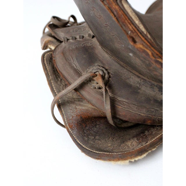 Old Western Leather Saddle Decorative Ranch Decor For Sale - Image 9 of 15