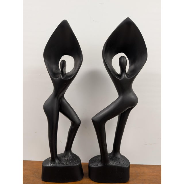 Black 1980s Hand Carved African Angel of Peace Carvings - Set of 2 For Sale - Image 8 of 8
