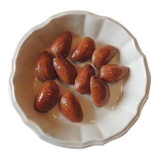 Vintage Round Hand Painted Glazed Thrompe l'Oeil Ceramic Plate For Sale