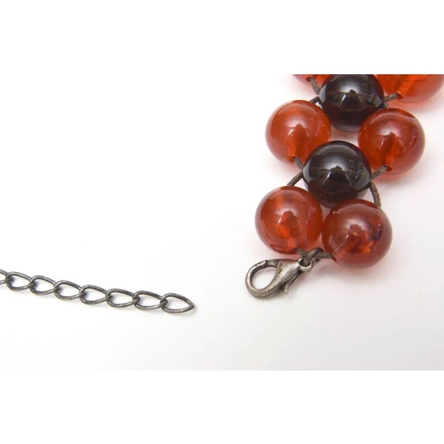Vintage Two Colored 3 Row Resin Ball Necklace on Wire For Sale - Image 4 of 8