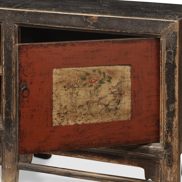 Wood Antique Red and Black Painted Sideboard, 1890s For Sale - Image 7 of 11