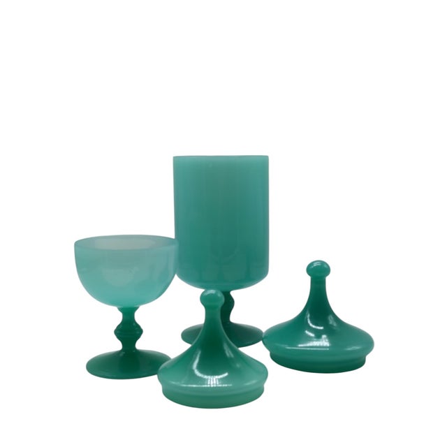 Mid-Century Modern Emerald-Green Glass Sweet Jars, Italy, 1960s, Set of 2 For Sale - Image 3 of 8