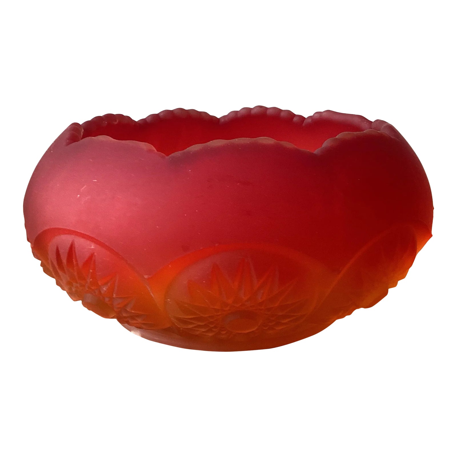 Satin Amberina Glass Rose Bowl Glass Vase Mid Twentieth Century Chairish