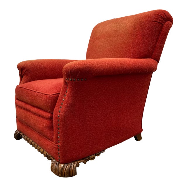 Early 20th Century American Art Deco Club Chair With Hairy Lions Paw Feet for Reupholstery For Sale