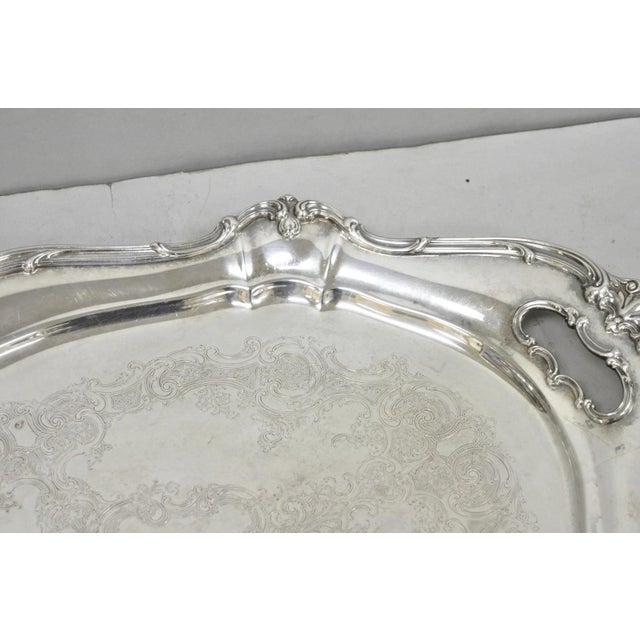 Silver Antique Gorham Silver Plated Victorian Oval Butlers Serving Platter Bar Tray For Sale - Image 8 of 12