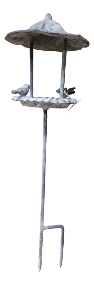 Cast Iron Garden Stake Birdhouse & Feeder