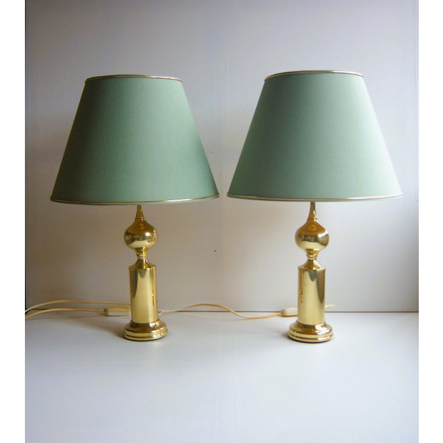 1960s Shiny Brass Table Lamps - Mid-Century Hollywood Regency - a Pair For Sale - Image 11 of 11