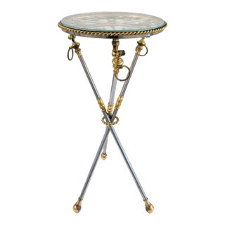 Italian Neoclassical Tripod Drinks Table Nickel and Brass 20th Century For Sale