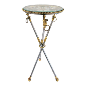 Italian Neoclassical Tripod Drinks Table Nickel and Brass 20th Century