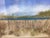 This framed seascape pastel painting features sand dunes in the foreground and a calm blue ocean under a clear sky. This...