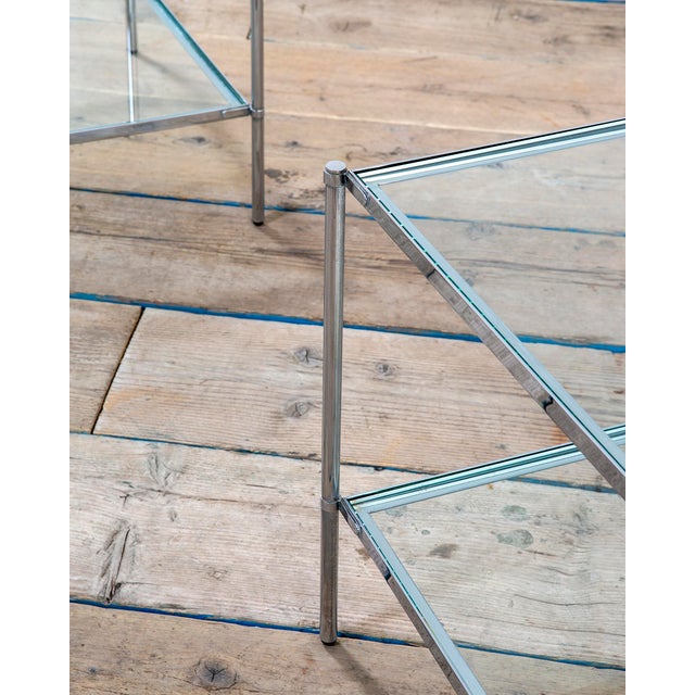 Model T12 Occasional Tables in Nickel-Plated Brass and Glass by Corrado Corradi Dellacqua for Azucena, 1950s, Set of 2 For Sale - Image 3 of 7