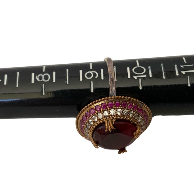 1960s Custom 925 Sterling Silver Ring With a Semiprecious Big Ruby Stone for Women, Size 9.25 For Sale In Palm Springs - Image 6 of 6
