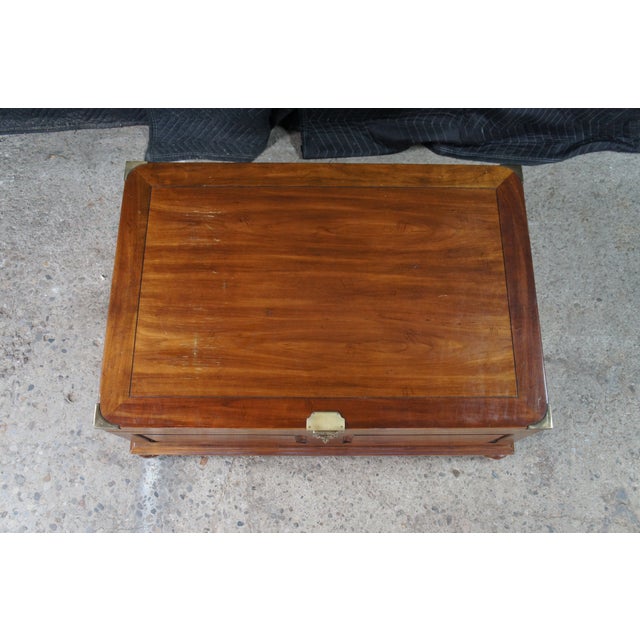 20th Century British Colonial Campaign Style Cherry Coffee Table Blanket Chest For Sale - Image 10 of 13