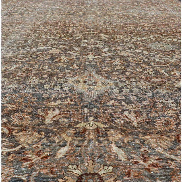 Taupe Antique Persian Sultanabad Rug With Detailed Allover Botanical Design8'11 X 12'7 For Sale - Image 8 of 18