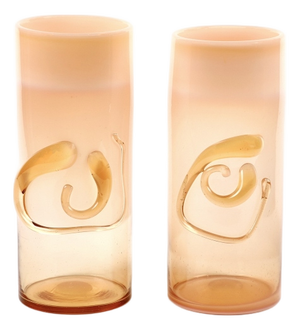 Asymmetric Jars in Smoked Caramel Glass, Set of 2