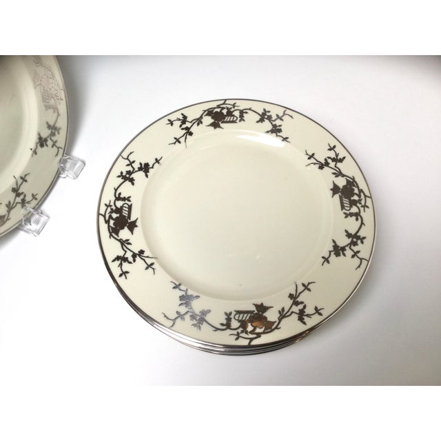 Chinoiserie Set of Eight Bavarian Chinoiserie Silver Overlay Service Dinner Plates For Sale - Image 3 of 8