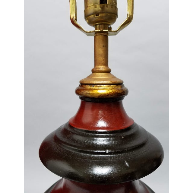 20th Century Traditional Black & Oxblood Turned Finial Lamps a Pair Chairish