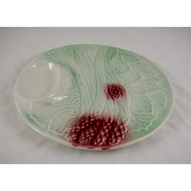 French Majolica Pastel Glazed Asparagus Plate For Sale - Image 4 of 8