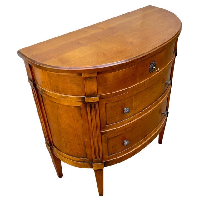 1940s Louis XVI Style Cherrywood Commode with Three Half-Moon Drawers, 1940s For Sale - Image 5 of 10