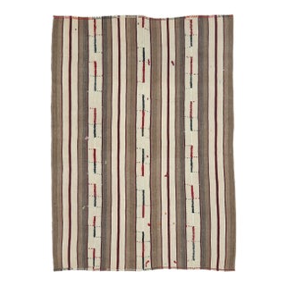 Vintage Turkish Oushak Handmade Wool Cotton Brown Kilim Area Rug For Sale