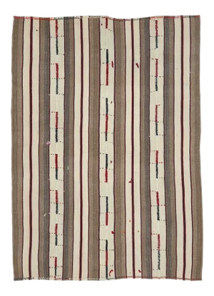 Vintage Turkish Oushak Handmade Wool Cotton Brown Kilim Area Rug