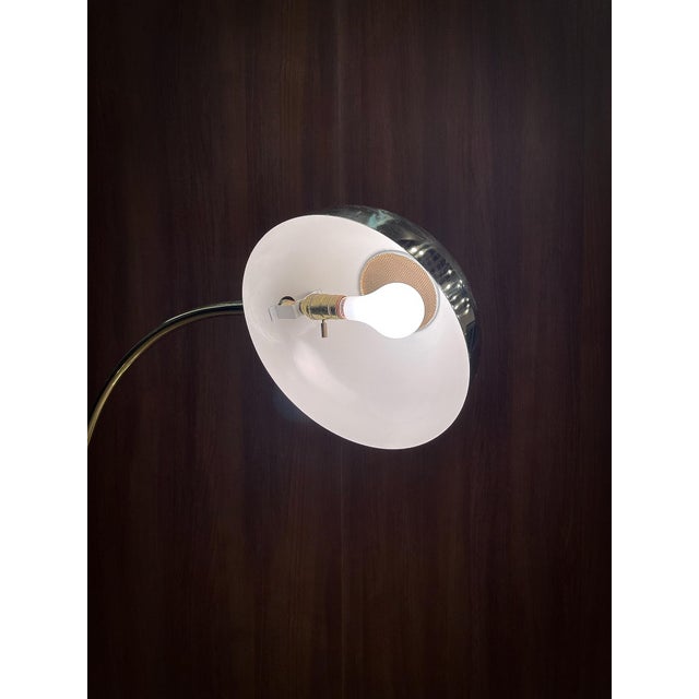 Metal 1970s Space Age Brass Arc Floor Lamp With Dome Shade For Sale - Image 7 of 9