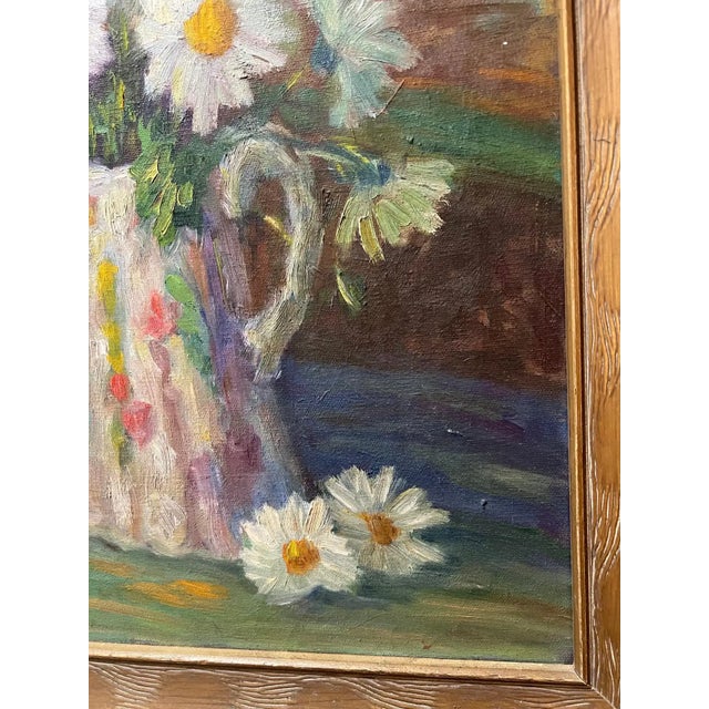 Wood Impasto Impressionistic Painting of Daisies in the Style of Van Gogh For Sale - Image 7 of 13