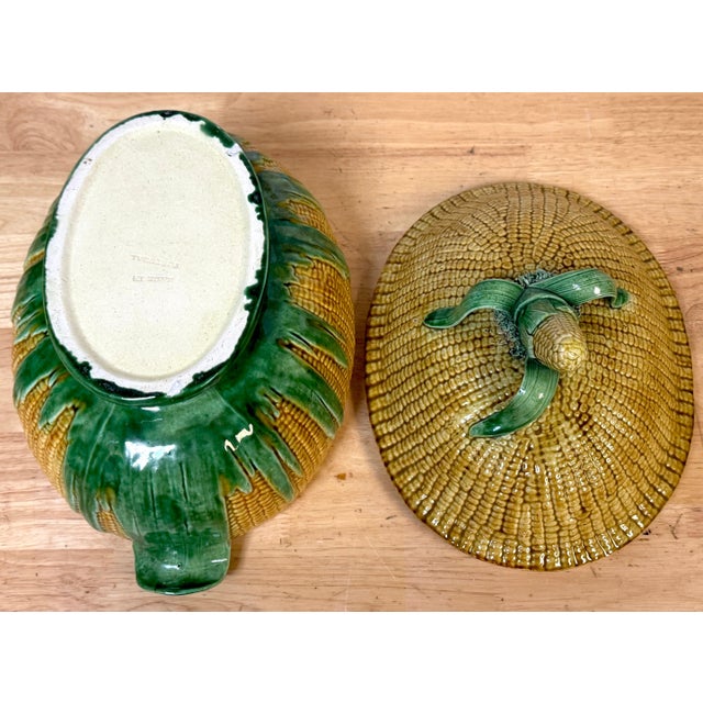 Mid 20th Century Portuguese Majolica Corn Motif Tureen & Platter, by José A. Cunha For Sale - Image 5 of 18