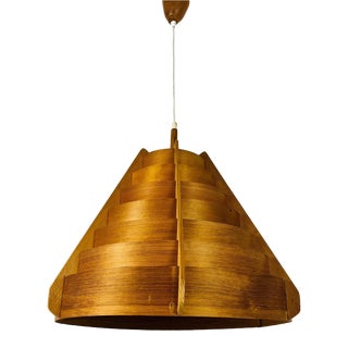 Mid-Century Wooden Pendant Lamp by Hans-Agne Jakobsson, Sweden, 1960s For Sale