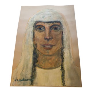 Contemporary Original E.J.Hartmann Abstract Portrait Painting Signed For Sale