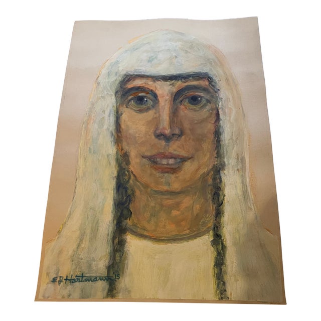 Contemporary Original E.J.Hartmann Abstract Portrait Painting Signed For Sale