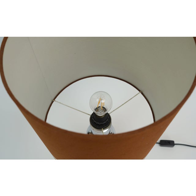 1970s Large Table Lamp in Chrome Base and Brown Velvet Lampshade from Aro-Leuchten, 1970s For Sale - Image 5 of 12