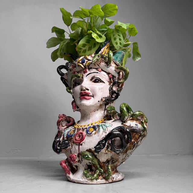 A large and expressive ceramic bust vase from Seminara in Calabria, made by Gennaro Condurso. Handmade and unique: only...