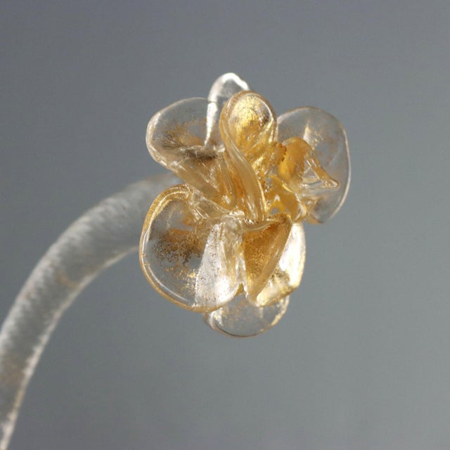 Venetian Blown Glass Wall Lights with Gold Shades, Set of 2 For Sale - Image 4 of 10