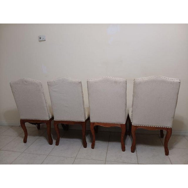 Dining Chair Wood Frame Tufted Upholstered Beige Noble House Set of 4 May Need Some Steam Cleaning Style: Traditional...