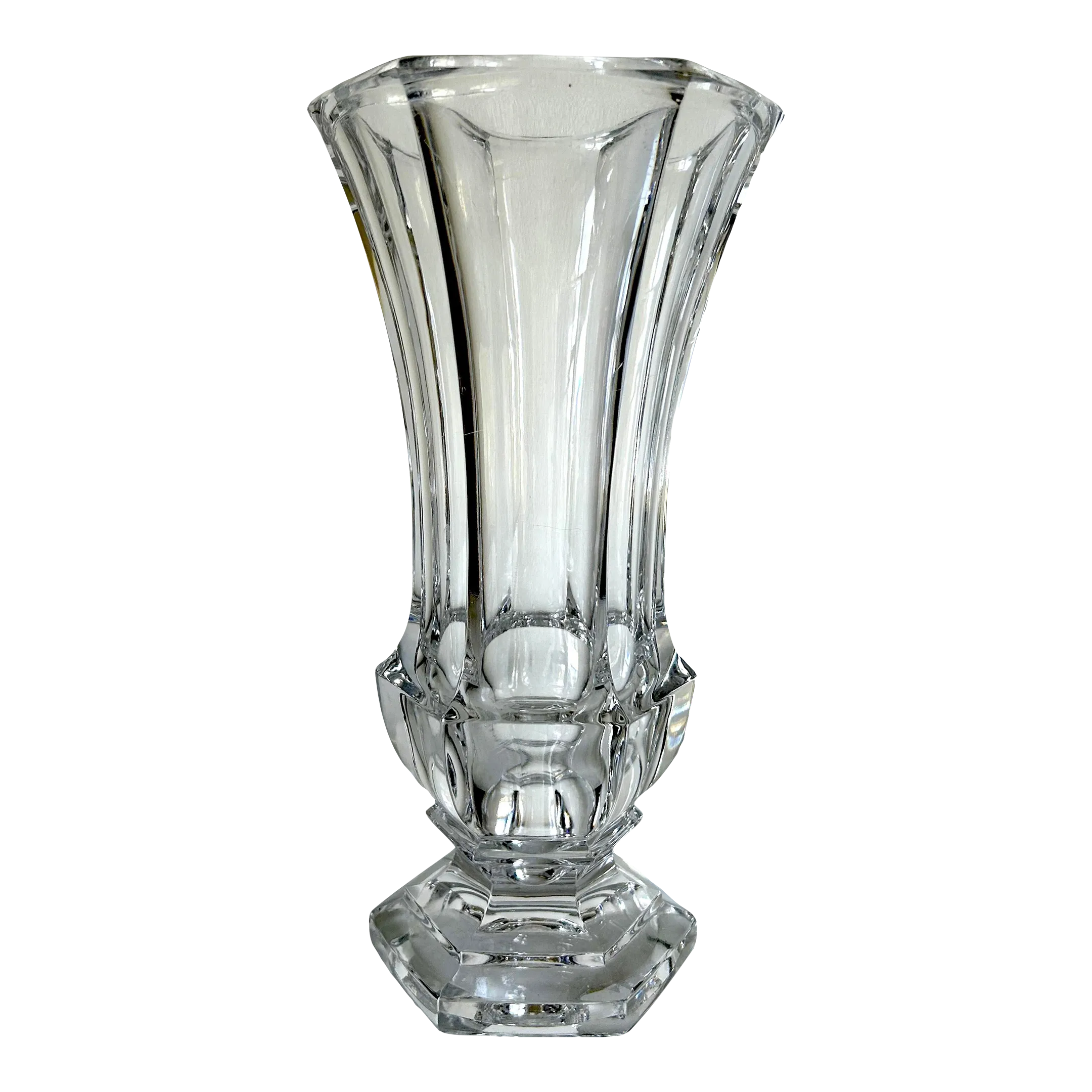Mid 20th Century Vintage Biedermeier Bohemian Crystal Vase