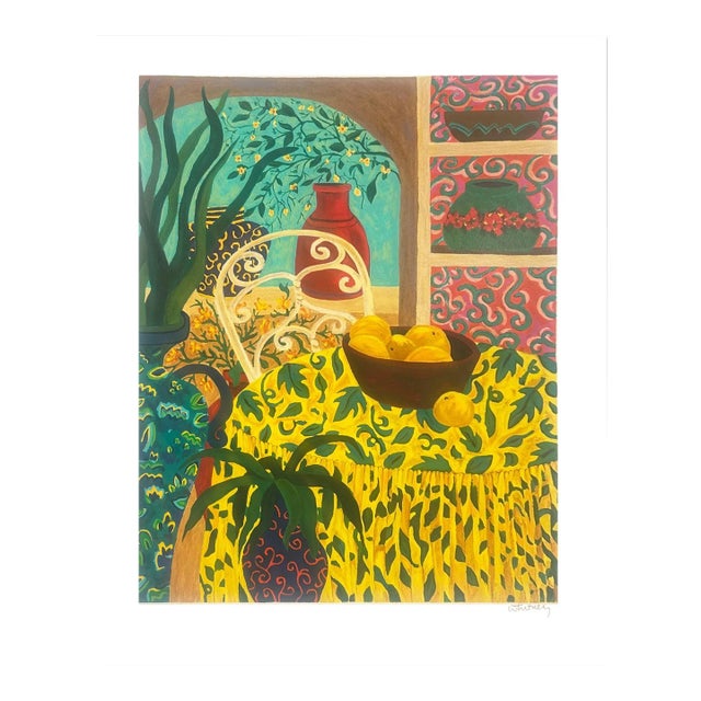 "The Veranda" Hand-Numbered Serigraph by Jan Dorion Whitney Circa 1992 For Sale