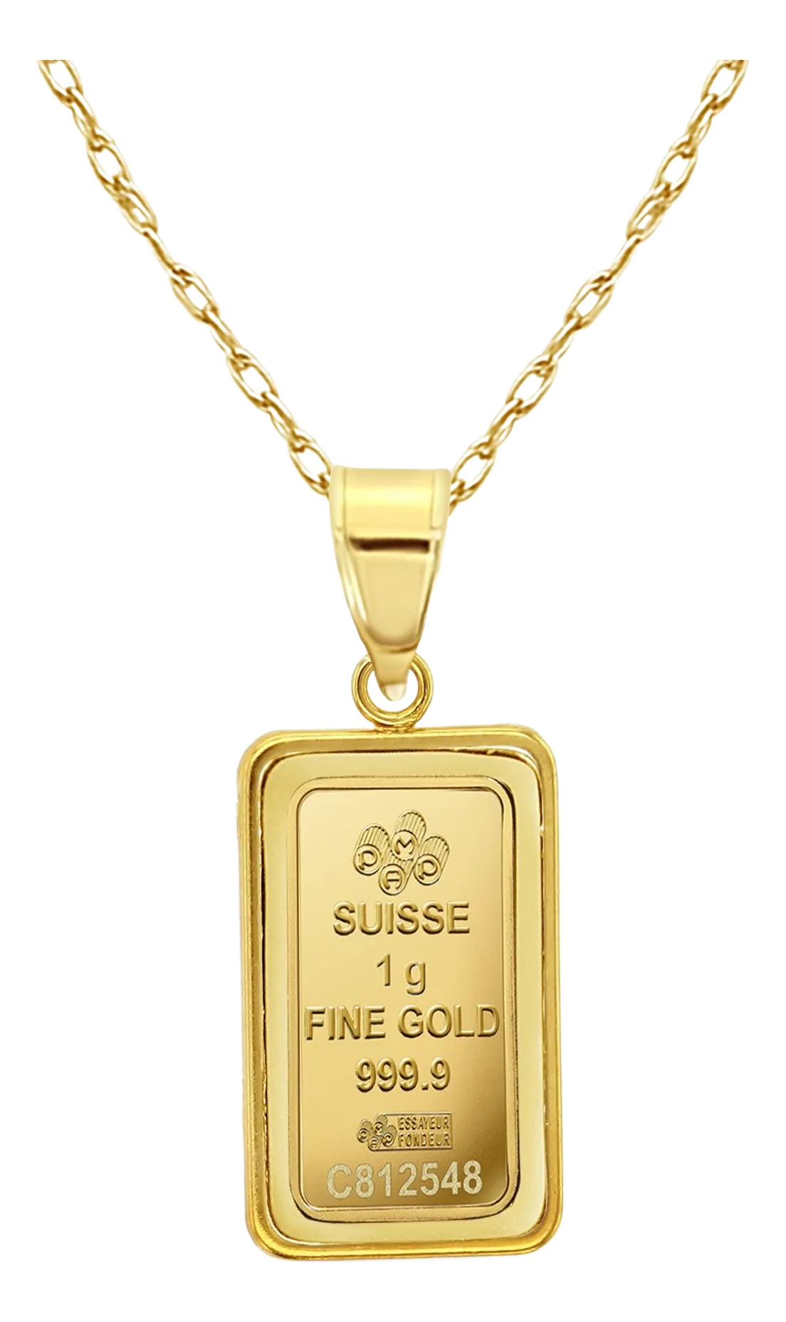 1 Gram Pamp Credit Suisse Gold Bar With Polished Bezel 14k Yellow