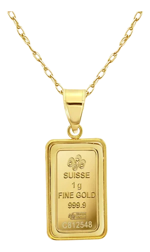 1 Gram Pamp Credit Suisse Gold Bar With Polished Bezel 14k Yellow Gold