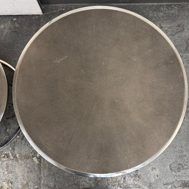 Silver Four Hands Bentley Shagreen Nesting Coffee Tables For Sale - Image 8 of 12