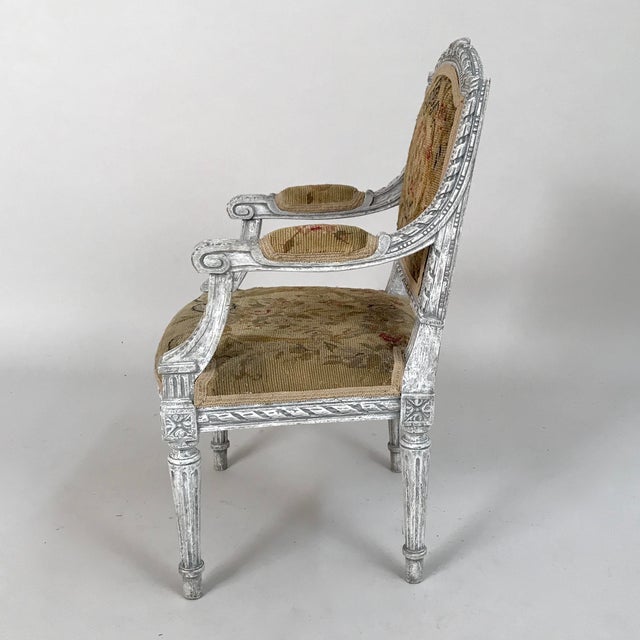 1940s 1940s French Louis XVI Style Child's of Doll's Armchair Attributed to Maison Jansen For Sale - Image 5 of 11