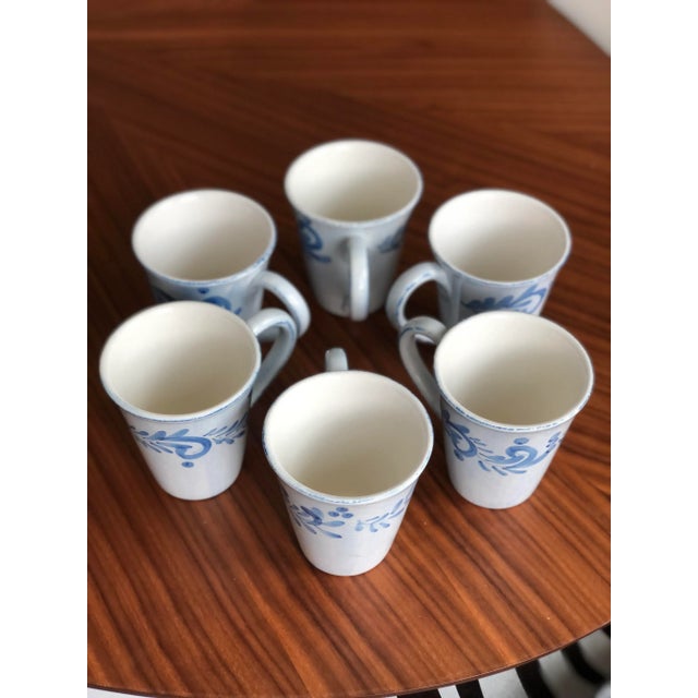Italian Italian Hand-Crafted Coffee Cups in Blue & White by Ceramiche Bizzirri-6 Pieces For Sale - Image 3 of 9