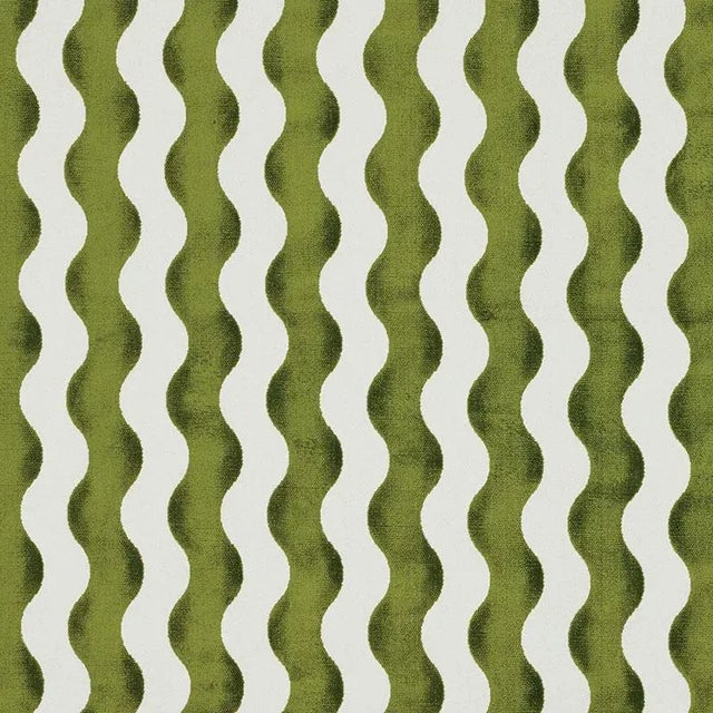 Sample- Schumacher X Miles Redd The Wave Velvet Fabric in Lettuce For Sale