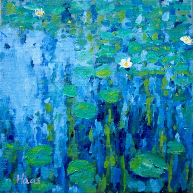 Water Gardens Oil Painting Contemporary Impressionist Style For Sale