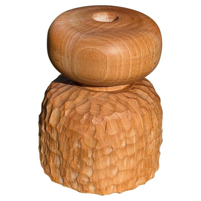 Beech Candlestick 6 by Romain Des Bois For Sale - Image 9 of 9