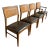 Mid Century Lane Dining Chairs • Walnut + Cane Back • Set of Four For Sale